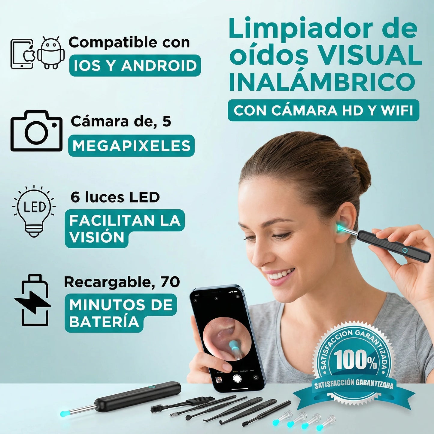 Limpiador Con Camara — Limpiá tus oídos de forma segura y visible