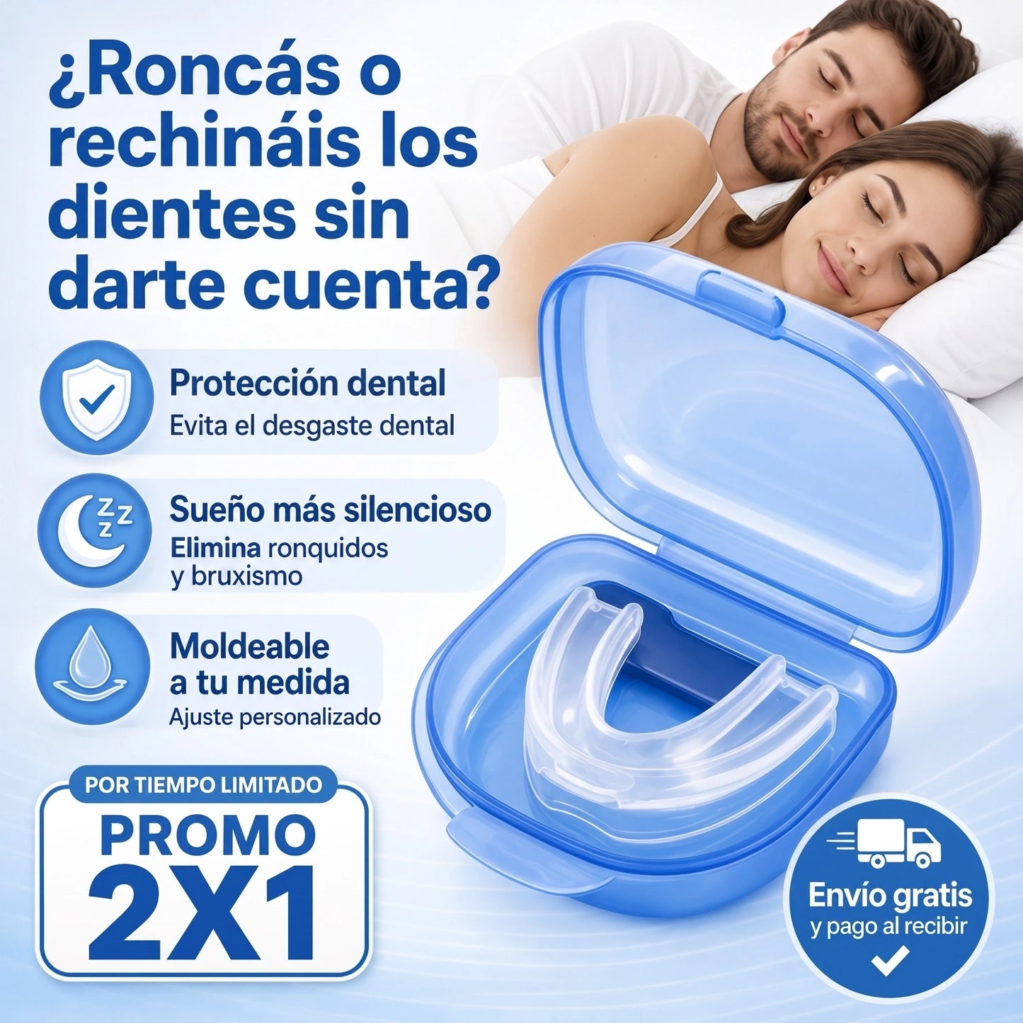 Protector Bucal Moldeable Dormí Sin Ronquidos Y Protege Tus Dientes ¡LLEVA 2 PAGA 1!