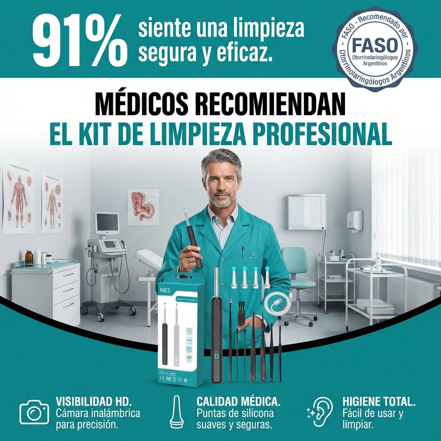 Limpiador Con Camara — Limpiá tus oídos de forma segura y visible